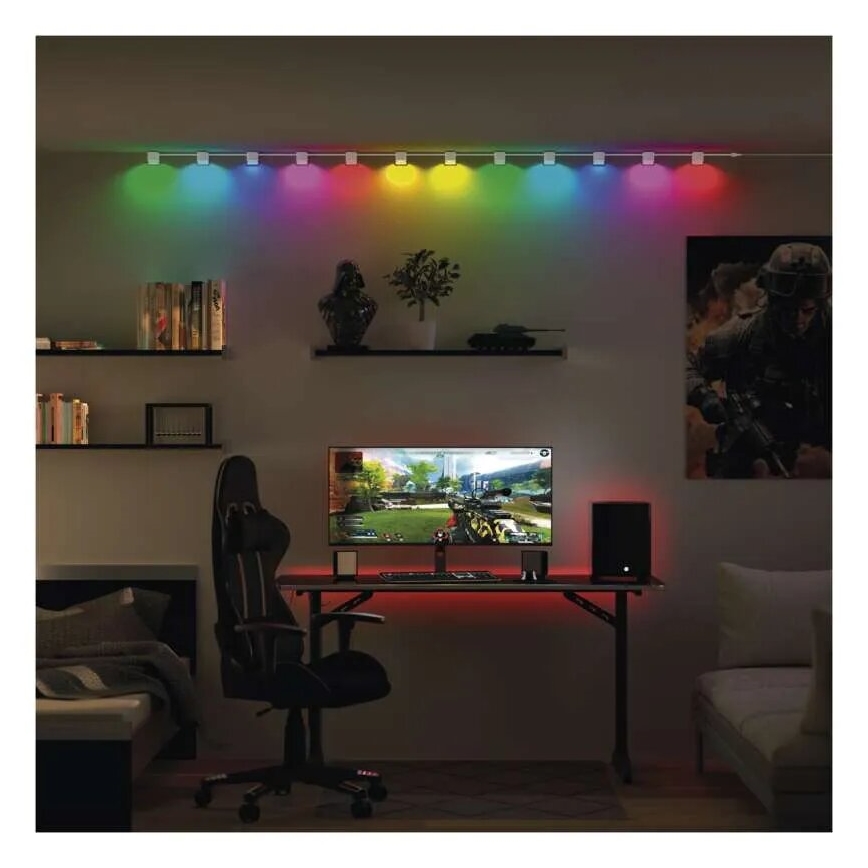 LED RGBIC+CCT Dekorativni lanac sa reflektorima GoSmart - proširenje 4xLED/7W/230V 85 cm Wi-Fi Tuya