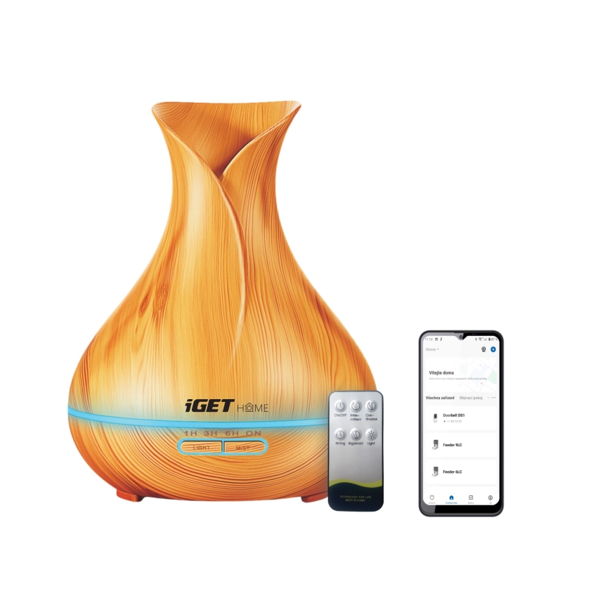 LED RGBW Aroma difuzer i osveživač vazduha LED/230V 500 ml Wi-Fi + Daljinski upravljač