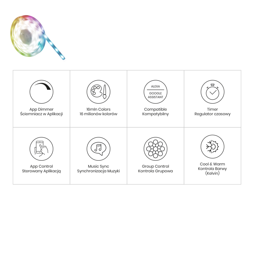 LED RGBW Kupatilska prigušiva traka LED/12,5W/12V IP65 5m Wi-Fi Tuya