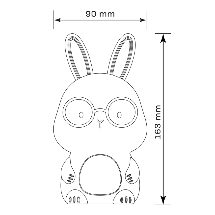 LED RGBW Prigušiva dečija dodirna lampa FLORKA LED/1W/5V USB 1200 mAh zečić plava