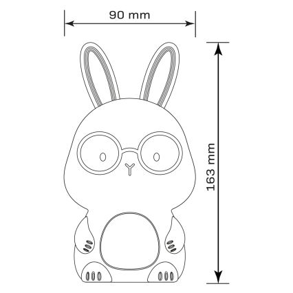 LED RGBW Prigušiva dečija dodirna lampa FLORKA LED/1W/5V USB 1200 mAh zečić bela/roze