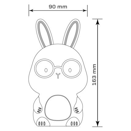 LED RGBW Prigušiva dečija dodirna lampa FLORKA LED/1W/5V USB 1200 mAh zečić bela/sivo