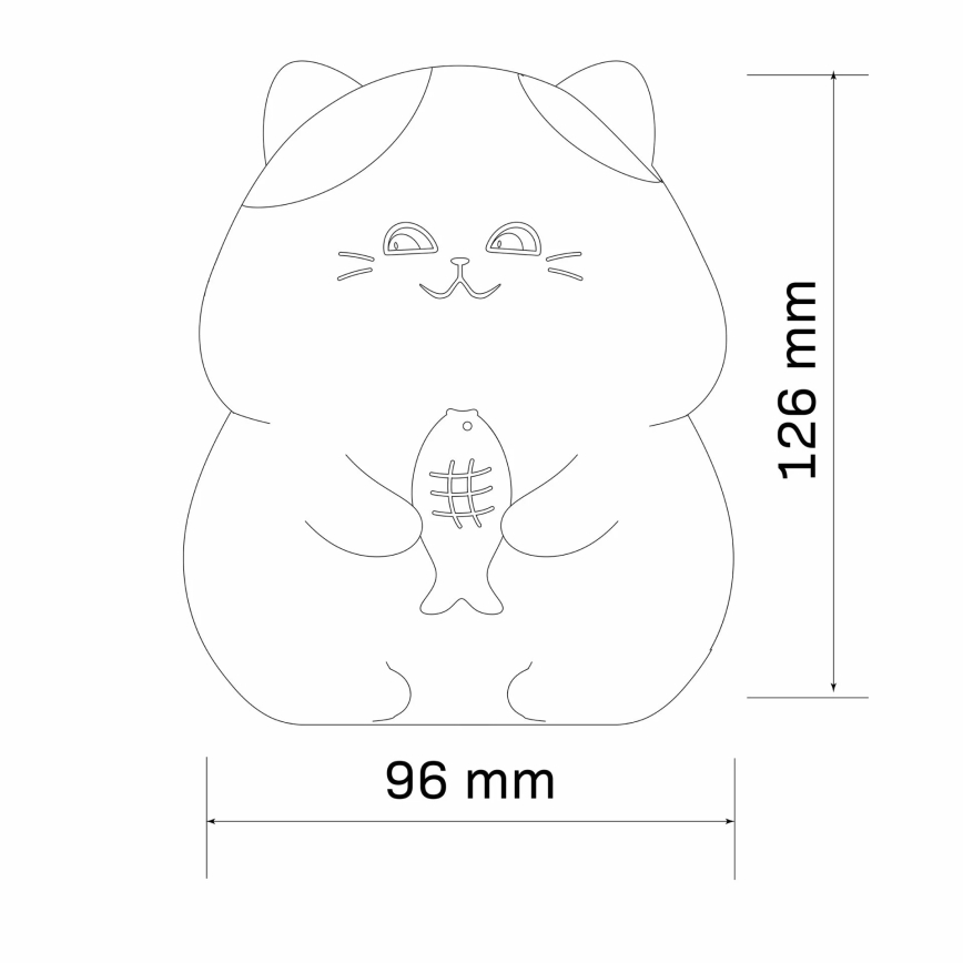 LED RGBW Prigušiva dečija dodirna lampa GATTO LED/1W/3,7V 1200 mAh