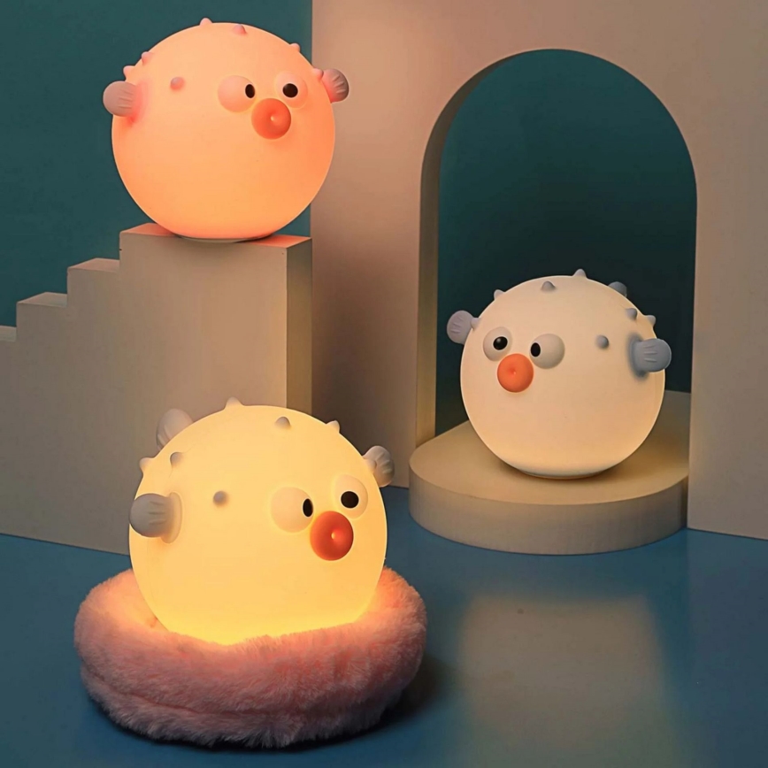 LED RGBW Prigušiva dečija dodirna lampa HELA LED/1W/5V USB 1200 mAh ribica roze