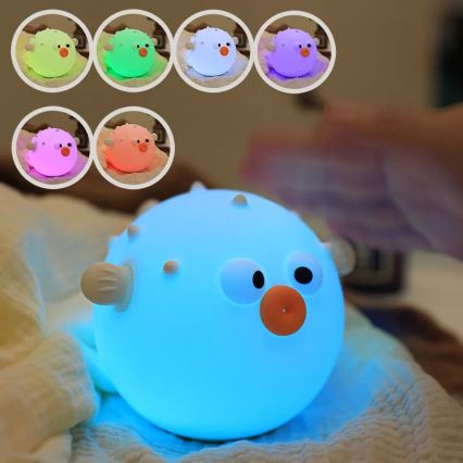 LED RGBW Prigušiva dečija dodirna lampa HELA LED/1W/5V USB 1200 mAh ribica roze