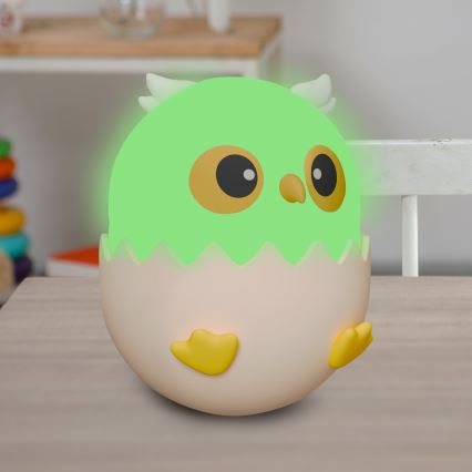 LED RGBW Prigušiva dečija dodirna lampa OWL LED/1W/5V USB 1200 mAh sova plava
