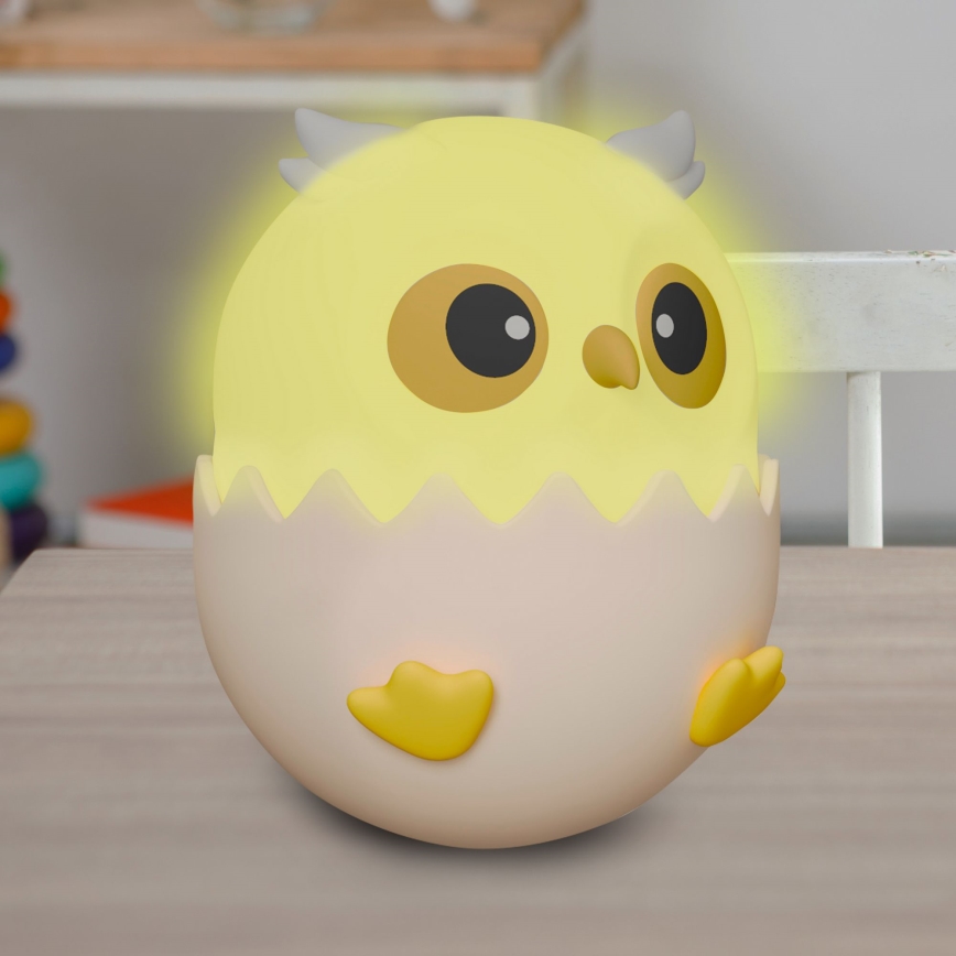 LED RGBW Prigušiva dečija dodirna lampa OWL LED/1W/5V USB 1200 mAh sova plava