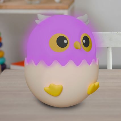 LED RGBW Prigušiva dečija dodirna lampa OWL LED/1W/5V USB 1200 mAh sova plava