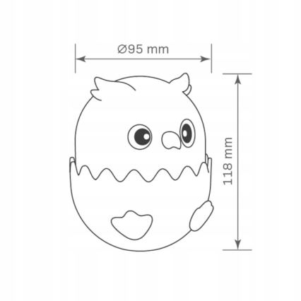 LED RGBW Prigušiva dečija dodirna lampa OWL LED/1W/5V USB 1200 mAh sova plava
