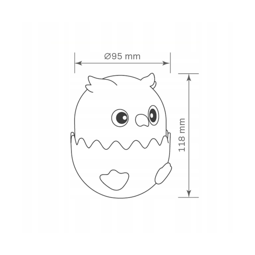 LED RGBW Prigušiva dečija dodirna lampa OWL LED/1W/5V USB 1200 mAh sova plava