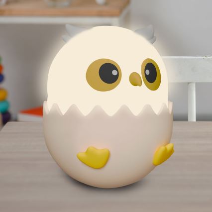 LED RGBW Prigušiva dečija dodirna lampa OWL LED/1W/5V USB 1200 mAh sova roze