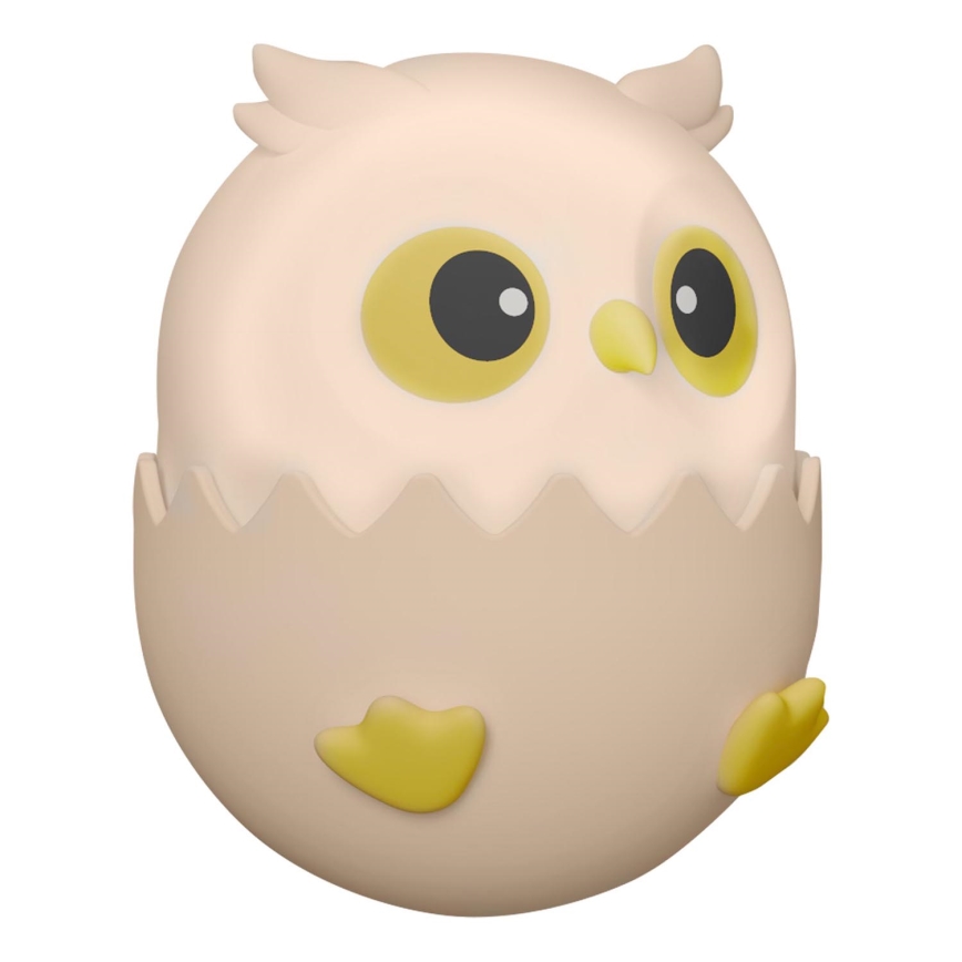 LED RGBW Prigušiva dečija dodirna lampa OWL LED/1W/5V USB 1200 mAh sova roze