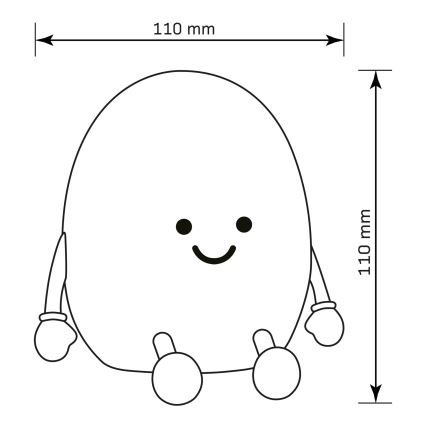 LED RGBW Prigušiva dečija dodirna lampa POTATO LED/2W/5V USB 1200 mAh krompir