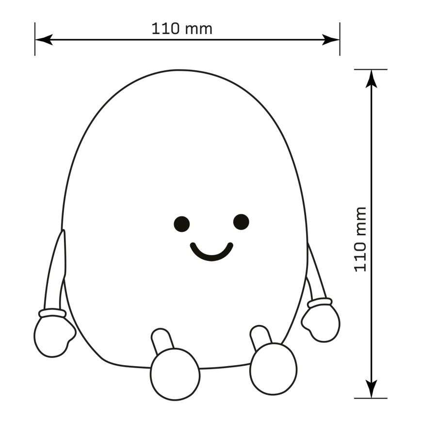 LED RGBW Prigušiva dečija dodirna lampa POTATO LED/2W/5V USB 1200 mAh krompir
