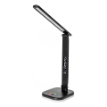 LED RGBW prigušiva dodirna stona lampa sa bežičnim punjenjem, LCD displejem i USB portom MAGNUS LED/6W/5V 3000-6500K crna