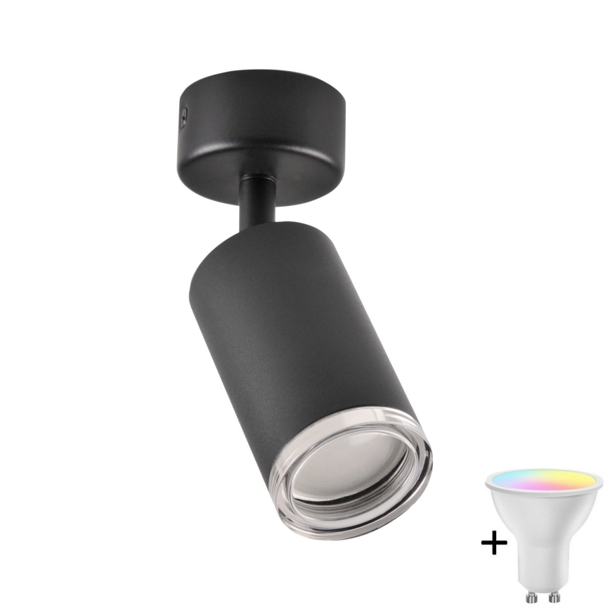 LED RGBW prigušiva kupatilska spot svetiljka TURYN 1xGU10/6,5W/230V 2700-6500K Wi-Fi IP44 crna
