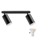 LED RGBW prigušiva kupatilska spot svetiljka TURYN 2xGU10/6,5W/230V 2700-6500K Wi-Fi IP44 crna