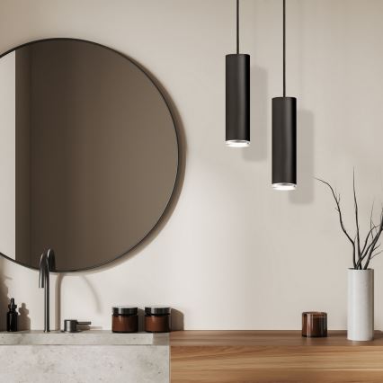LED RGBW prigušiva luster za kupatilo na sajli TURYN 1xGU10/6,5W/230V 2700–6500K Wi‑Fi IP44 crna