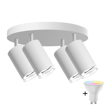 LED RGBW prigušiva kupatilsko spot svetlo TURYN 4xGU10/6,5W/230V 2700-6500K Wi-Fi IP44 bela