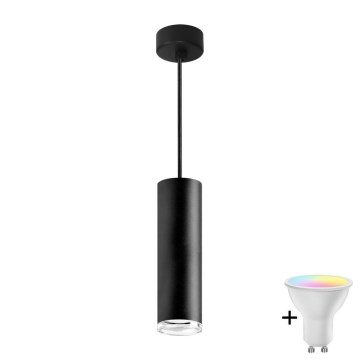 LED RGBW prigušiva luster za kupatilo na sajli TURYN 1xGU10/6,5W/230V 2700–6500K Wi‑Fi IP44 crna