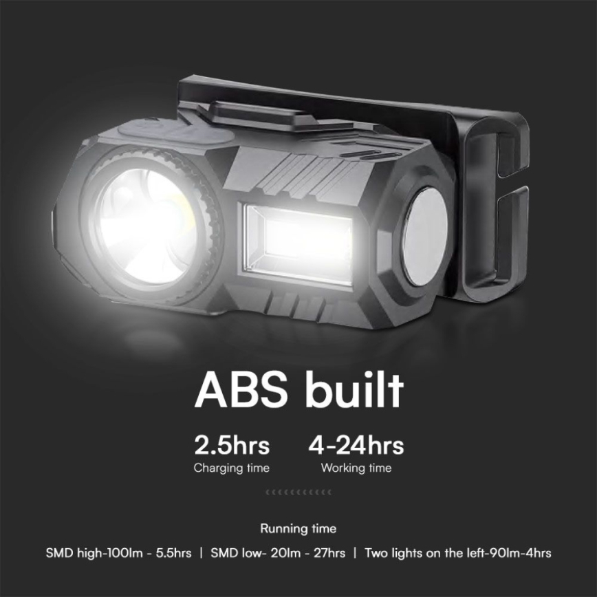 LED RGBW Prigušiva punjiva čeona lampa USB LED/3W/5V IP43 190 Im 24 h 750 mAh