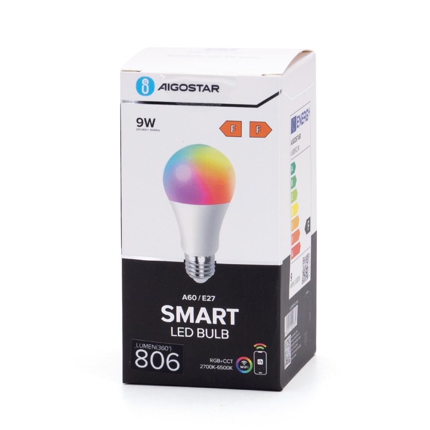 LED RGBW Prigušiva sijalica A60 E27/9W/230V 2700-6500K Wi-Fi - Aigostar