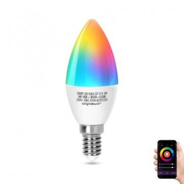 LED RGBW Prigušiva sijalica C37 E14/5W/230V 3000-6500K Wi-Fi - Aigostar