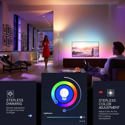 LED RGBW Prigušiva sijalica C37 E14/5W/230V 3000-6500K Wi-Fi - Aigostar