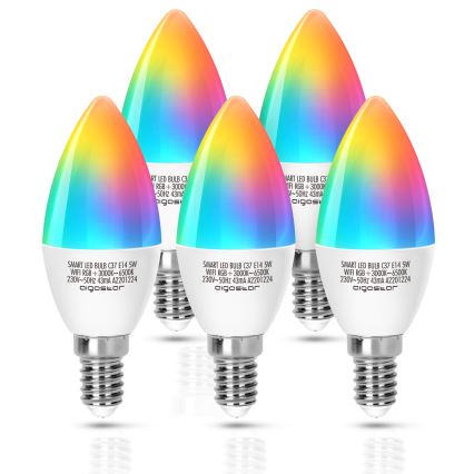 LED RGBW Prigušiva sijalica C37 E14/5W/230V 3000-6500K Wi-Fi - Aigostar