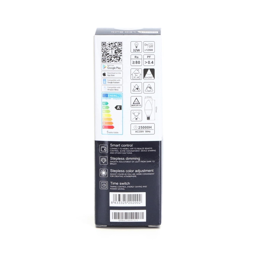 LED RGBW Prigušiva sijalica C37 E14/5W/230V 3000-6500K Wi-Fi - Aigostar