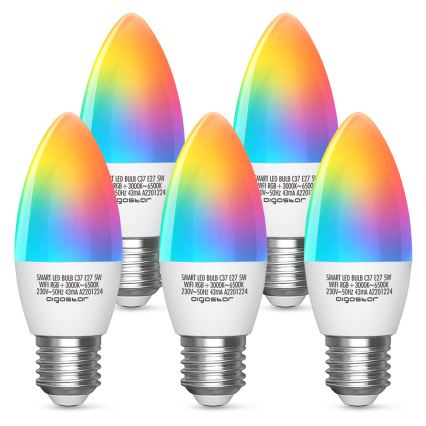LED RGBW Prigušiva sijalica C37 E27/5W/230V 3000-6500K Wi-Fi - Aigostar