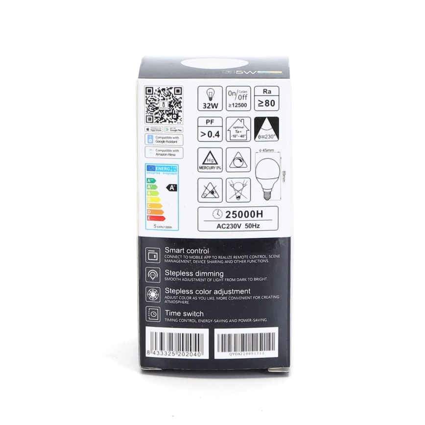 LED RGBW Prigušiva sijalica G45 E14/5W/230V 3000-6500K Wi-Fi - Aigostar