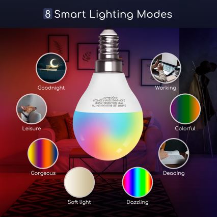 LED RGBW Prigušiva sijalica G45 E14/7W/230V 3000-6500K Wi-Fi - Aigostar