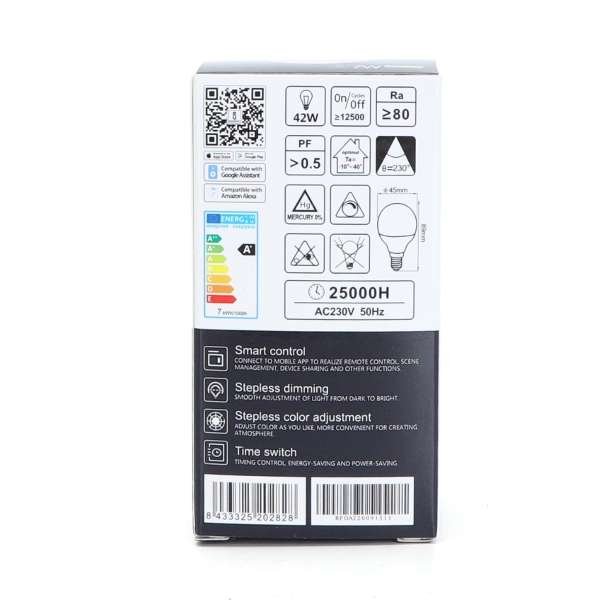 LED RGBW Prigušiva sijalica G45 E14/7W/230V 3000-6500K Wi-Fi - Aigostar