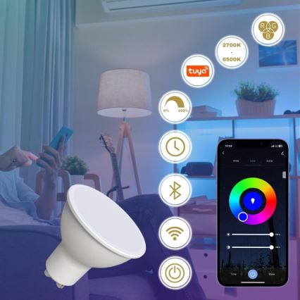 LED RGBW Prigušiva sijalica GU10/4,5W/230V 2700-6500K Wi-Fi Tuya