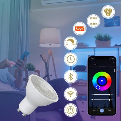 LED RGBW Prigušiva sijalica GU10/4,5W/230V 2700-6500K Wi-Fi Tuya