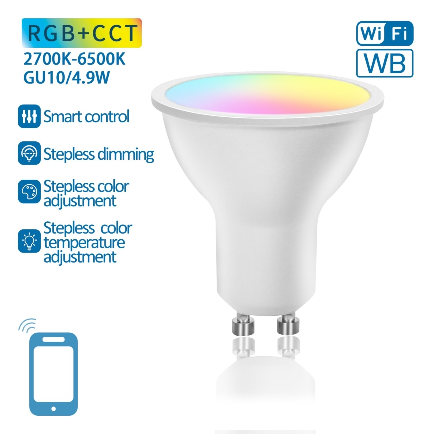 LED RGBW Prigušiva sijalica GU10/4,9W/230V 2700-6500K Wi-Fi - Aigostar