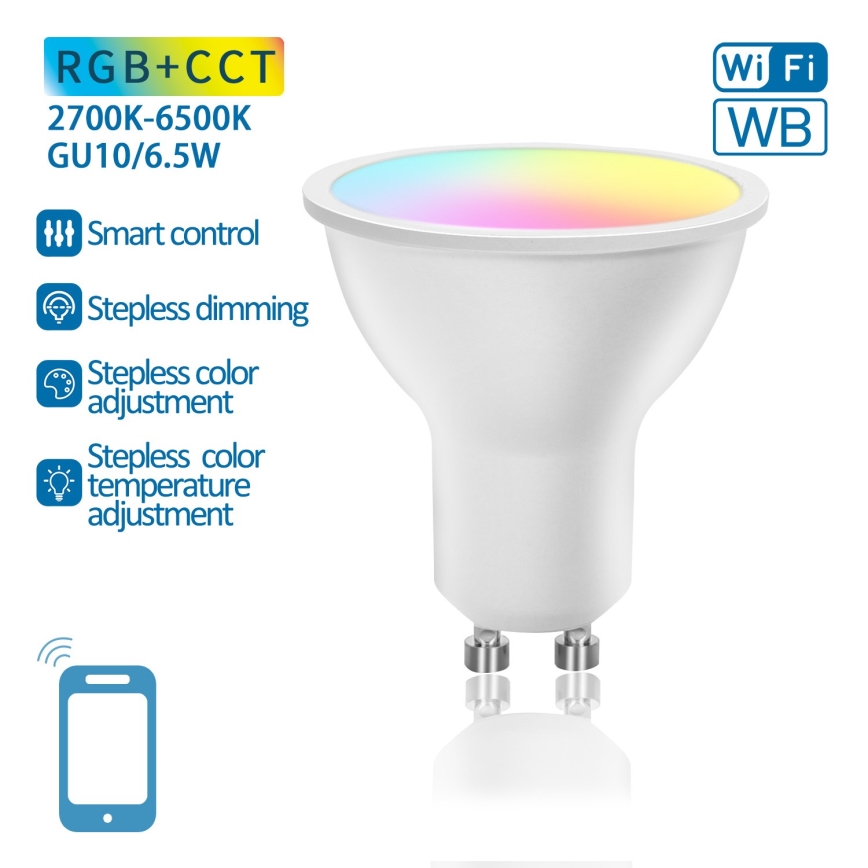 LED RGBW Prigušiva sijalica GU10/6,5W/230V 2700-6500K Wi-Fi - Aigostar
