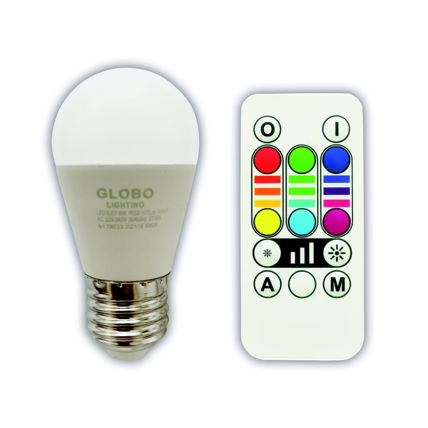 LED RGBW Prigušiva sijalica E27/6W/230V 3000K + Daljinski upravljač - Globo