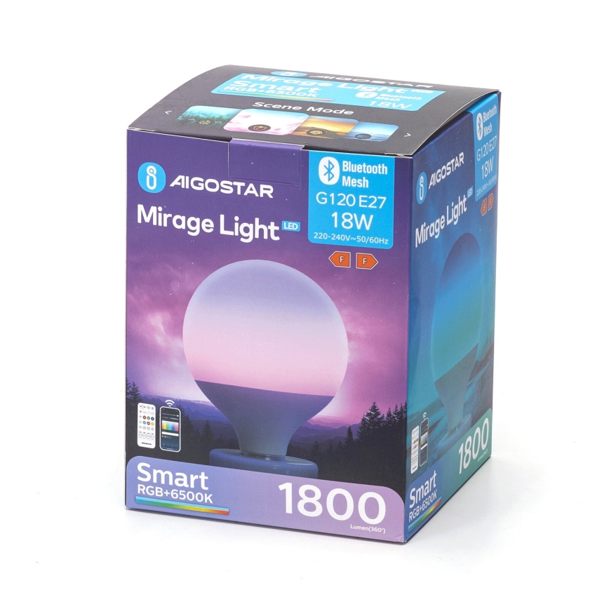 LED RGBW Prigušiva sijalica MESH G120 E27/18W/230V 6500K + Daljinski upravljač - Aigostar