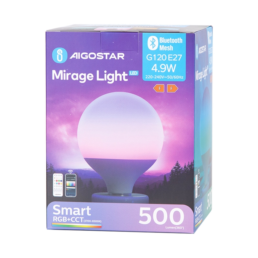 LED RGBW Prigušiva sijalica MESH G120 E27/4,9W/230V 2700-6500K + Daljinski upravljač - Aigostar