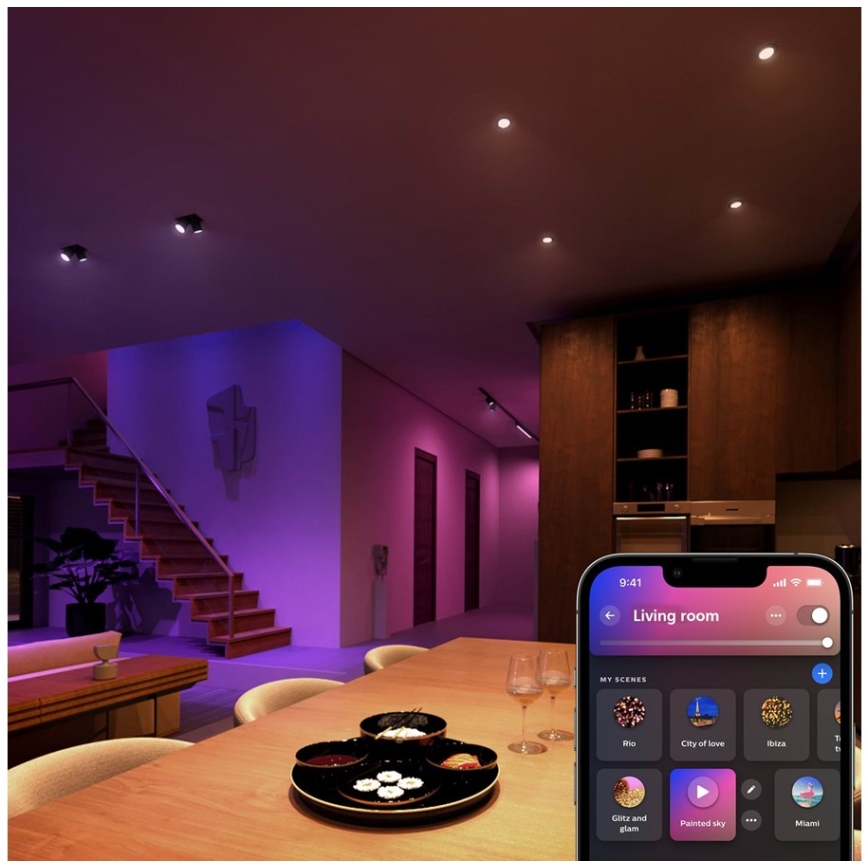 LED RGBW Prigušiva sijalica Philips Hue White And Color Ambiance GU5,3/MR16/6,3W/12V 2000-6500K