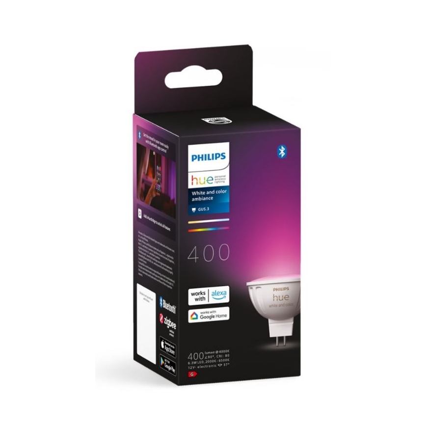 LED RGBW Prigušiva sijalica Philips Hue White And Color Ambiance GU5,3/MR16/6,3W/12V 2000-6500K