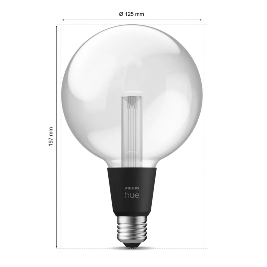 LED RGBW Prigušiva sijalica Philips Hue White And Color Ambiance G125 E27/6,8W/230V 2000-6500K