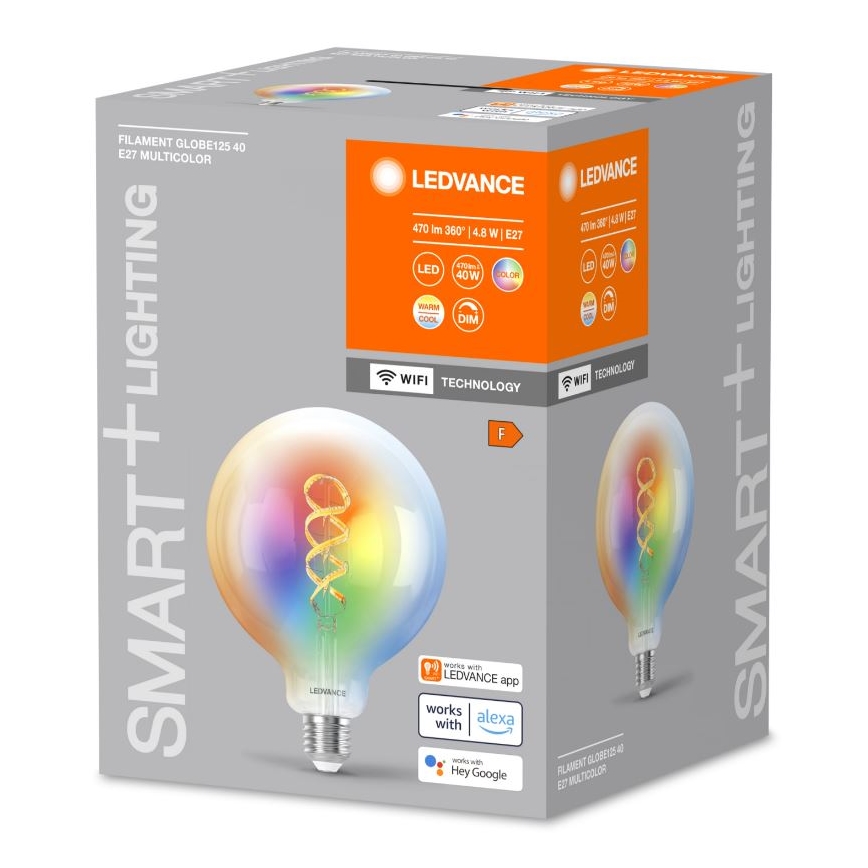 LED RGBW Prigušiva sijalica SMART+ FILAMENT E27/4,8W/230V 2700-6500K Wi-Fi - Ledvance