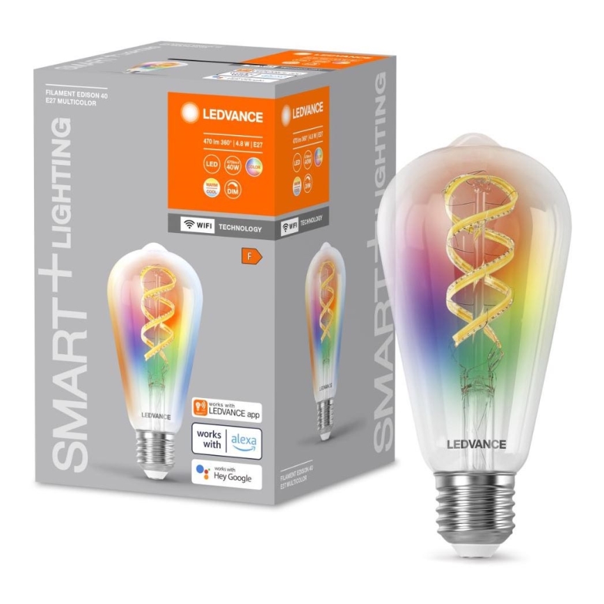 LED RGBW Prigušiva sijalica SMART+ FILAMENT EDISON ST64 E27/4,8W/230V 2700-6500K Wi-Fi - Ledvance