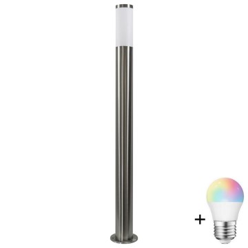 LED RGBW prigušiva spoljna lampa LIVIA 1xE27/6,5W/230V 2700-6500K Wi-Fi 100 cm IP44 srebrna