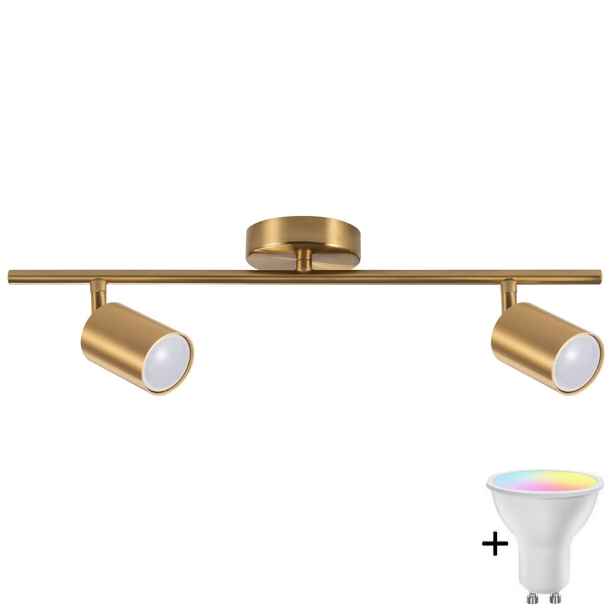LED RGBW prigušiva spot svetlo GOLDI 2xGU10/6,5W/230V 2700-6500K Wi-Fi zlatna