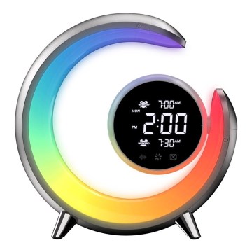 LED RGBW Prigušiva stona lampa sa budilicom LED/20W/5V USB srebrno