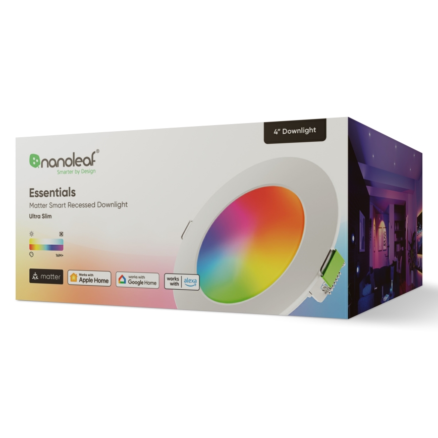 Nanoleaf - LED RGBW Prigušiva ugradbena lampa ESSENTIALS LED/6W/230V 2700-6500K CRI 90 Wi-Fi